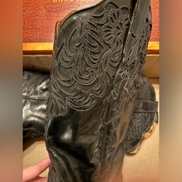 Corral Women's Black with Glitter Inlay Snip Toe Cowboy Boots - Picture 3 of 4